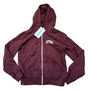 John Galt Brandy Melville Full Zip Hoodie Sweatshirt Scottsdale Maroon S/M NEW